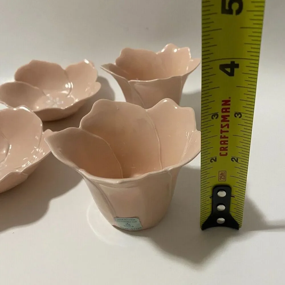 Partylite Candle Holder Votive‎ Pink Flower Petals Tea Light 4 pieces - Picture 6 of 11